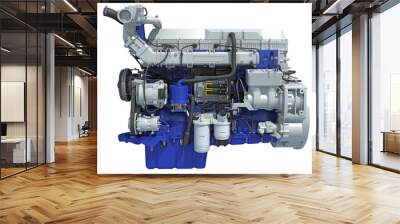 Truck engine 3D rendering on white background Wall mural