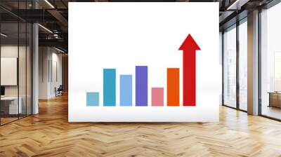 3D rendering, 3D illustration. Growing graph bar diagram on white background. minimalist graph of income growth. Wall mural