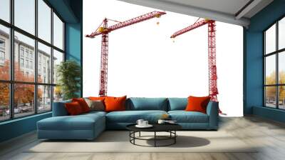 Building crane isolated on white background. Construction. 3d rendering Wall mural