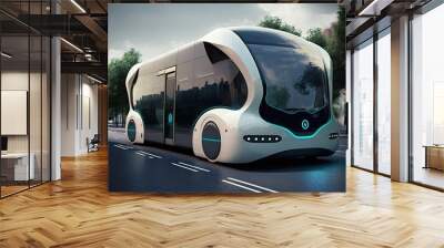 Future of urban autonomus mobility, AV city bus, AV, Public transportation, generative ai Wall mural