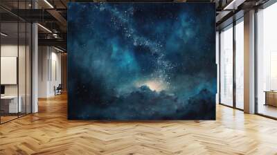 Hyperealistic starry night sky that is dark and blue. abstract watercolor of the universe generative ai Wall mural