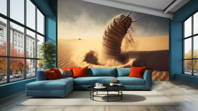 Photographic of giant sand worm in sand storm, high definition, photo realistic, hd, 8k, Cinematic, 8K, Super-Resolution generative ai Wall mural