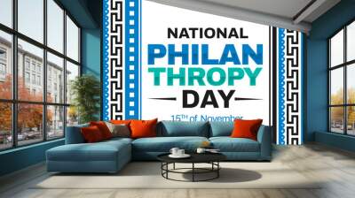 National Philanthropy day background with traditional border design. multi color philanthropy day wallpaper Wall mural