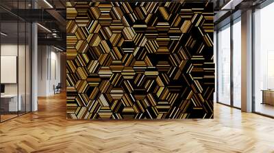 Abstract geometric pattern with golden hexagonal lines. Seamless vector background with fade effect Wall mural