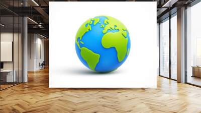 Cartoon planet Earth on white background. Planet Earth day or Environment day concept. Realistic 3d vector illustration Wall mural