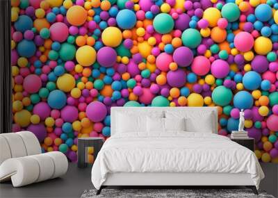 Colorful balls background for kids zone or children's playroom. Many colorful random bright soft balls background. Huge pile of colorful balls in different sizes. Vector background Wall mural