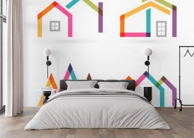 Creative house abstract real estate icons set Wall mural