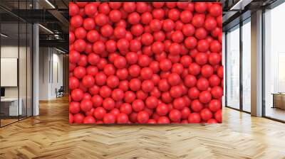 Red balls background. Pile of red toy balls. Realistic vector background Wall mural