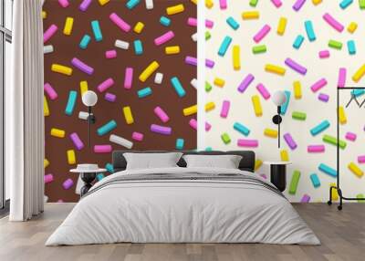 Set of seamless patterns of donut glaze with sprinkles Wall mural