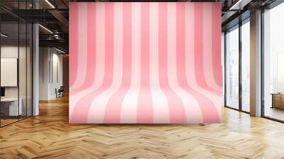 Striped candy pink studio backdrop with empty space for your content Wall mural