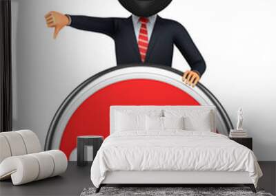 3d businessman with a minus sign Wall mural