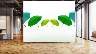 3d illustration multicoloured umbrellas on a white Wall mural