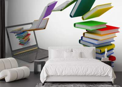 books fly into your laptop Wall mural