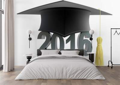 2016 text with graduation hat Wall mural