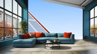 roof solar panels 3d Illustrations on a white background Wall mural