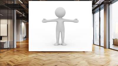 3d illustration man presenting your product hands to the side on a white background Wall mural