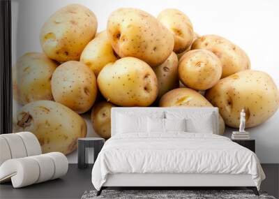 A pile of potatoes on a white background Wall mural