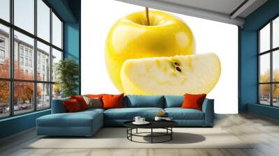 Apple yellow slice, fruit, cut out Wall mural