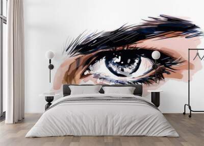 eye drawing on white background Wall mural