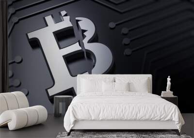 Bitcoin sign symbol electronic money mining 3d illustration Wall mural