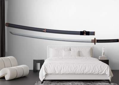 japanese sword katana and sheath isolated on white background 3d illustration v2 Wall mural