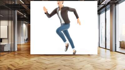 3d cartoon man running Wall mural