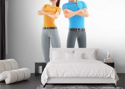 3d man and woman with arms crossed Wall mural