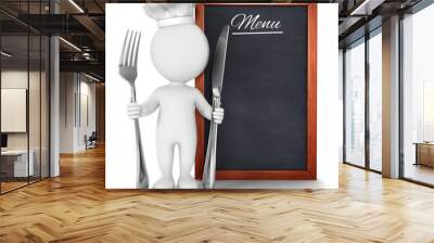 3d white people chef with menu Wall mural