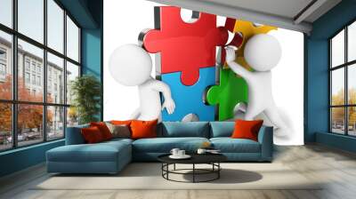 3d white people work together Wall mural