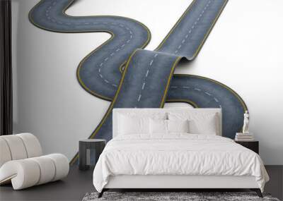 Road over each other on white background. 3d rendering. Abstract image of two curved roads. Wall mural