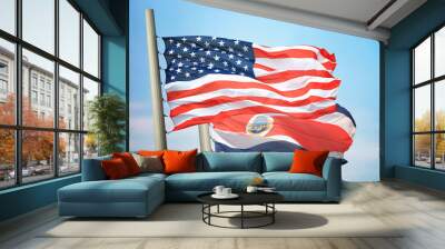 Flags of the USA and Costa Rica Wall mural