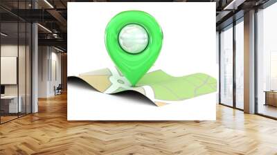 Green Map pointer icon Wall mural