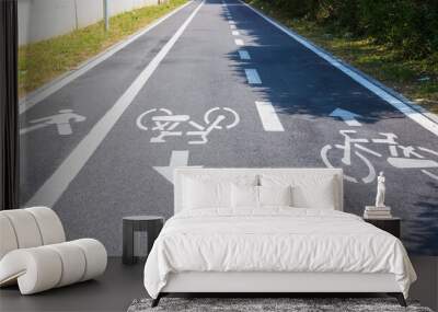 Cycle lane and pedestrian road signs Wall mural