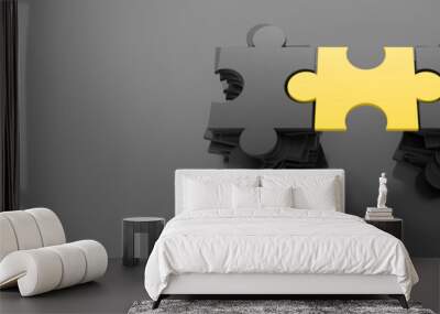 Jigsaw puzzle connection, teamwork and partnership concepts; original 3d rendering Wall mural