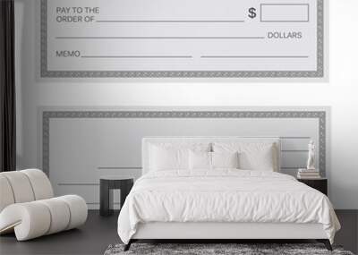 Blank check. Bank Check Template Set vector Wall mural