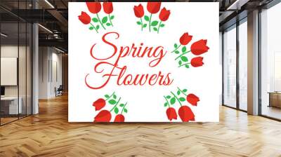 Spring flowers. Cute vector spring flowers icons. Simple flowers vector Wall mural