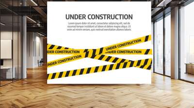 under construction website page. under construction tape warning banner vector Wall mural