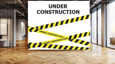 Under construction website page. Under construction warning banner Wall mural