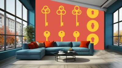 Vintage keys and keyholes signs for logo Wall mural