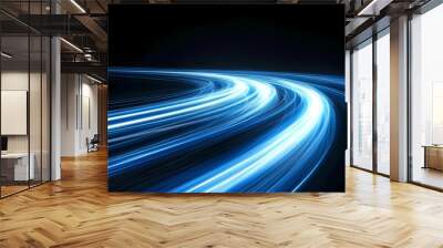 Attract Blue Line Movement, Blue wave Line, Abstract Wave Line, Abstract Wave Backgrounds,  Light Technology , Blue Line Wall mural