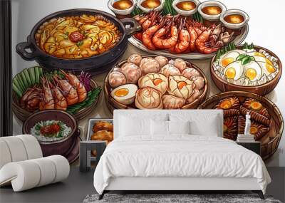 cartoon plate of food Wall mural