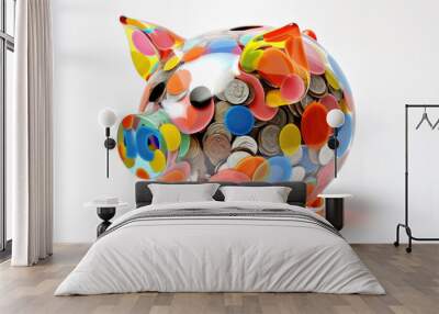 a piggy bank design that goes beyond the traditional and embraces a whimsical and playful aesthetic. Wall mural