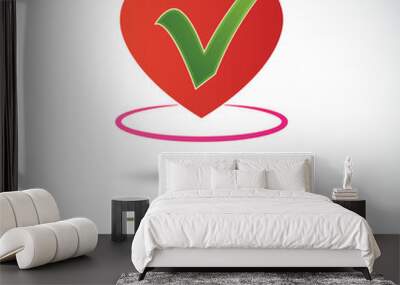 Check mark Heart symbol design Wall mural