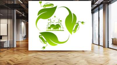 Ecology concept  clean energy, save nature Green environmentally friendly Wall mural