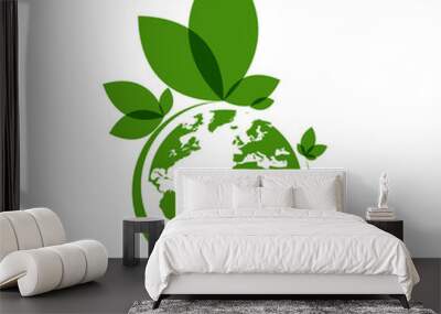 Ecology world symbol, icon. Eco friendly concept for company Wall mural