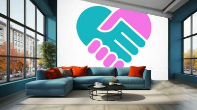 Hands together. Heart symbol. Vector Wall mural