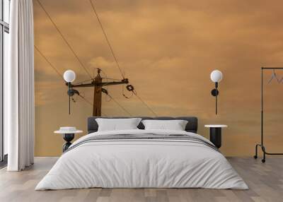 power lines and sky Wall mural