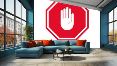 hand stop sign with shadow. vector illustration Wall mural