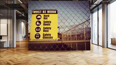 Site safety signs construction site for health and safety Wall mural