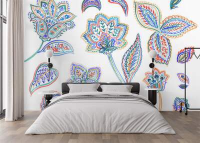 Watercolor drawing : Paisley Style Wall mural